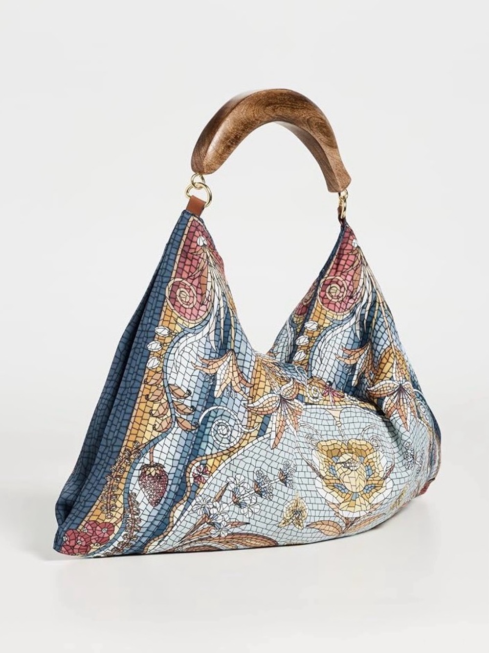 FARM Rio Mosaic Floral Hobo Bag in Blue, Gold, Pink